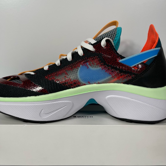 NIKE N110 D/MS/X DIMSIX FLYKNIT MENS RUNNING SHOES SIZE 10 BLACK BLUE RED NEW - Picture 8 of 10